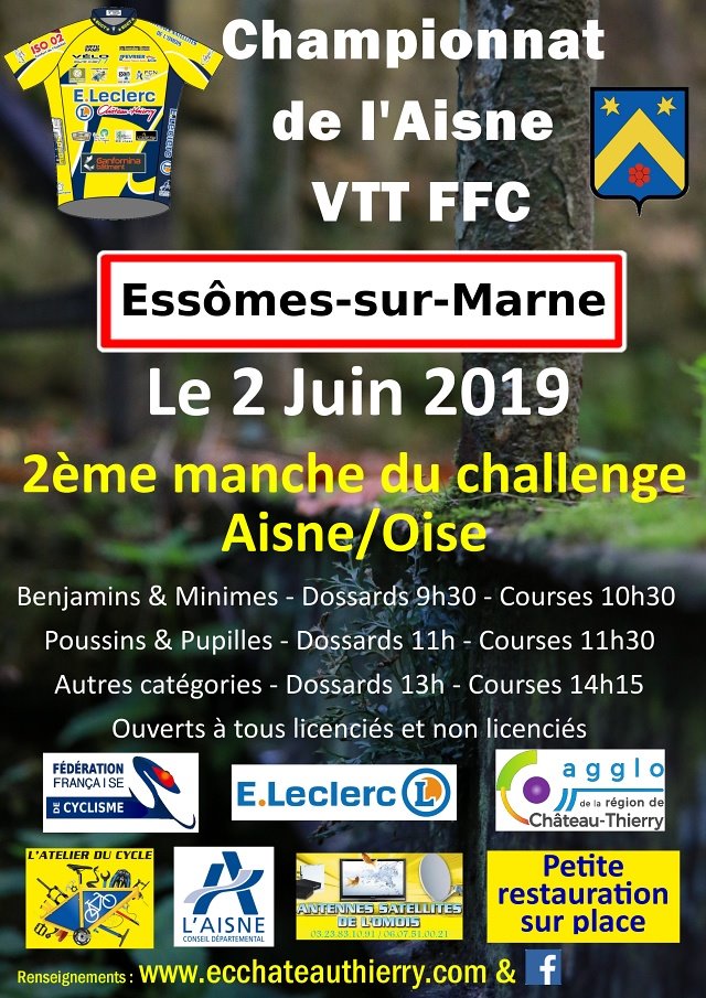 Affiche Championnat de l'Aisne XCO par le ECCT juin 2019